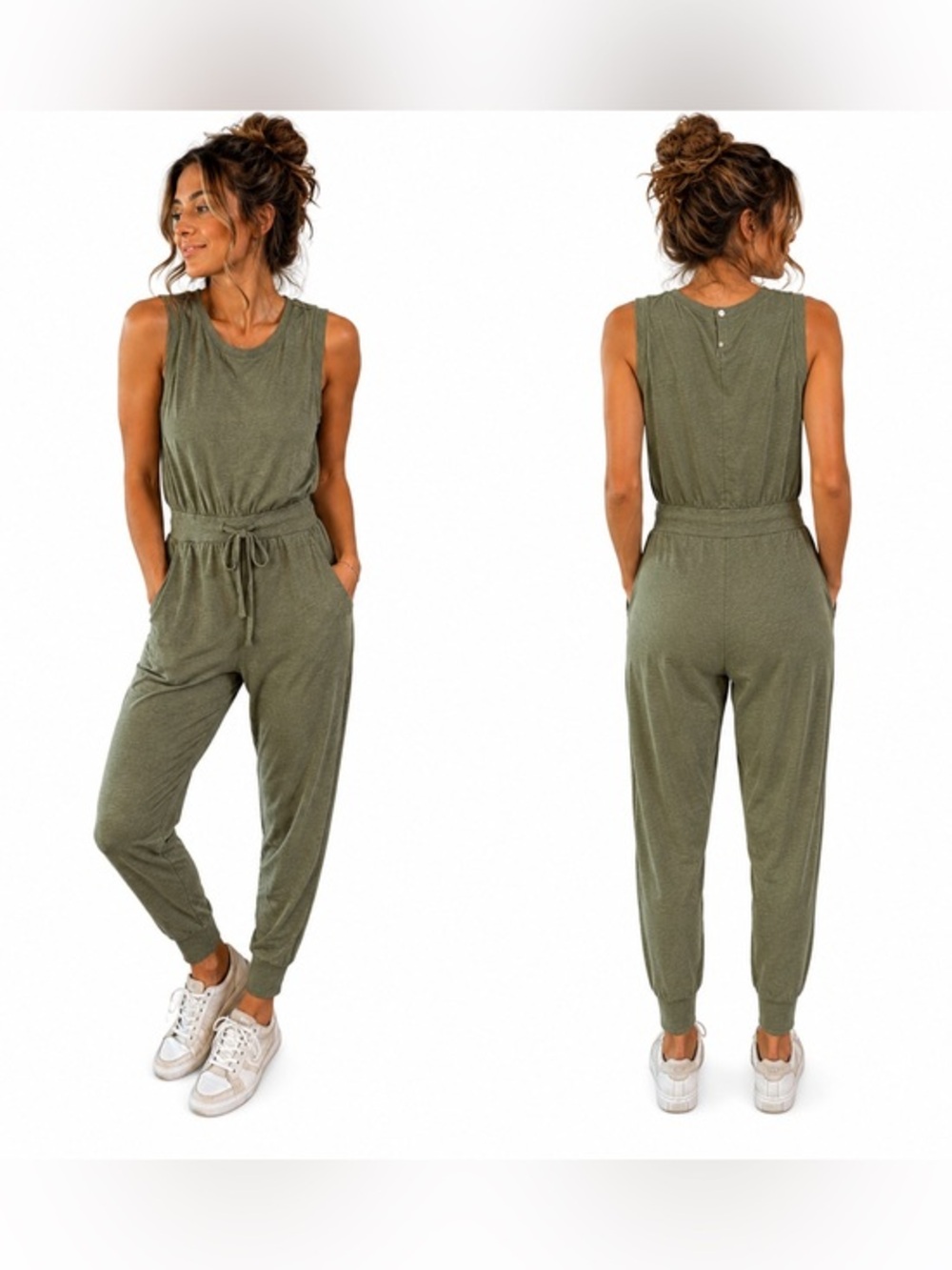 PACT Organic Cotton Jumpsuit Small Olive Green Minimalist Jogger Utility